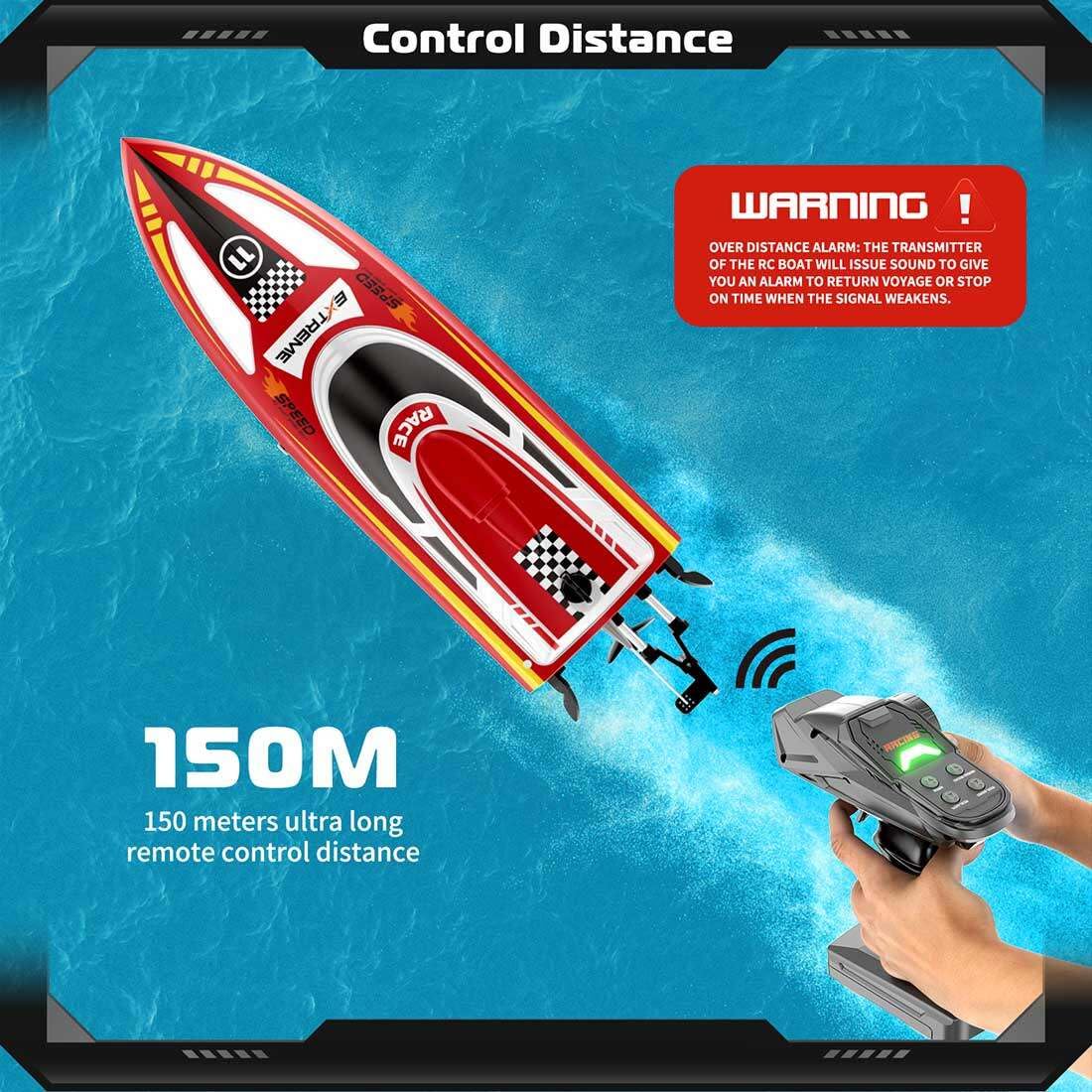 30KM/H Remote Control Boat 2.4G Fast Racing Boat Waterproof With LED Light - Image 10