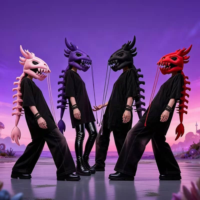 3D Dino Plush Skeleton Headpiece & Spine Realistic Dino Cosplay For Kids and Adults - Image 3