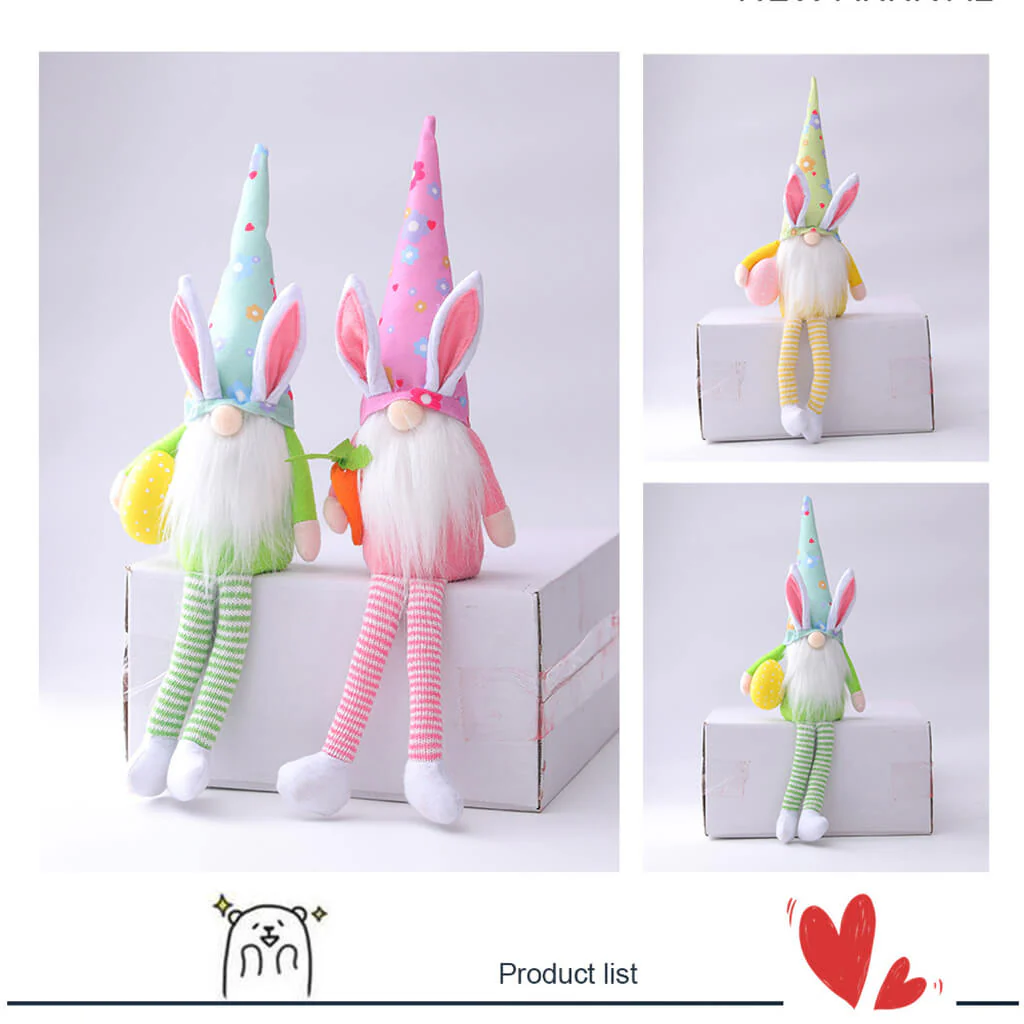 3Pcs Elf Doll Long Legs with Egg Rudolf Doll DIY Happy Party Decor For Home - Image 4