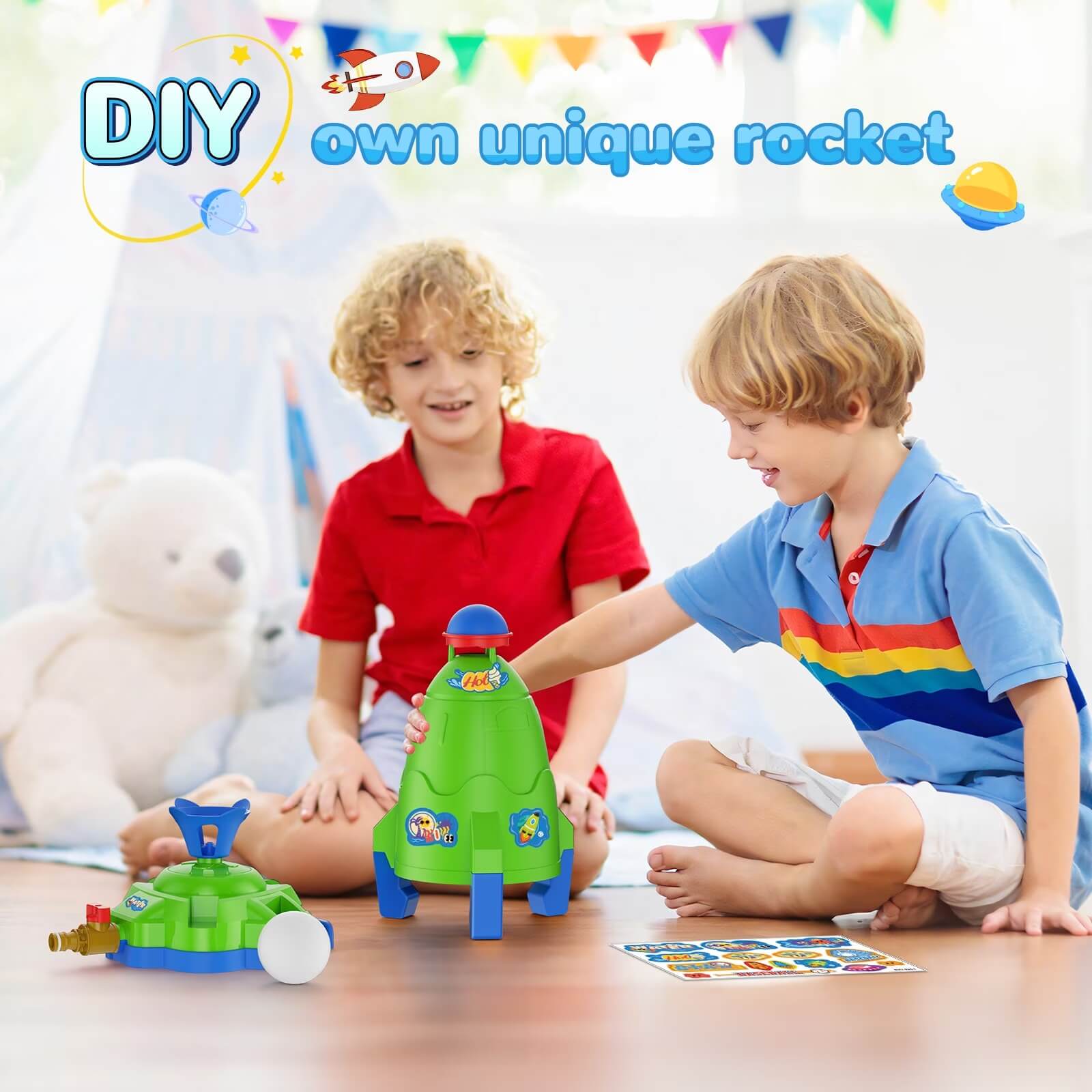 4 IN 1 Kids Water Sprinkler Set Lifting Rocket Sprinkler Baseball & Rocket Toy Outdoor Summer Game for Aged 2 + - Image 6