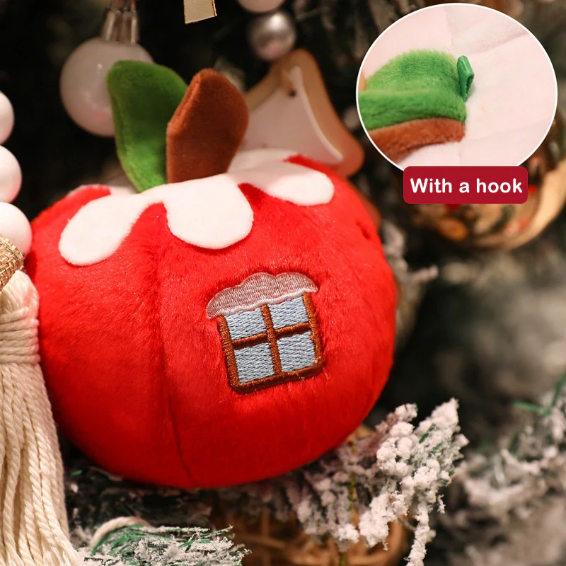 4pcs Christmas Plush Toy Xmas Santa Snowman Tree Apple with Storage Box Christmas Hanging Decorations - Image 9