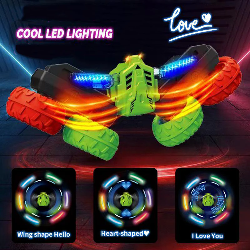 4WD RC Stunt Car 360° Rotating Car Double-sided Stunt Vehicles Cool LED Light - Image 6