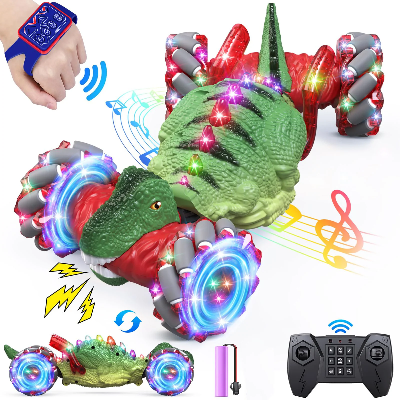 4WD RC Twist Car Dino 360° Stunt Car Dual Control Electric Climbing Car - Image 2