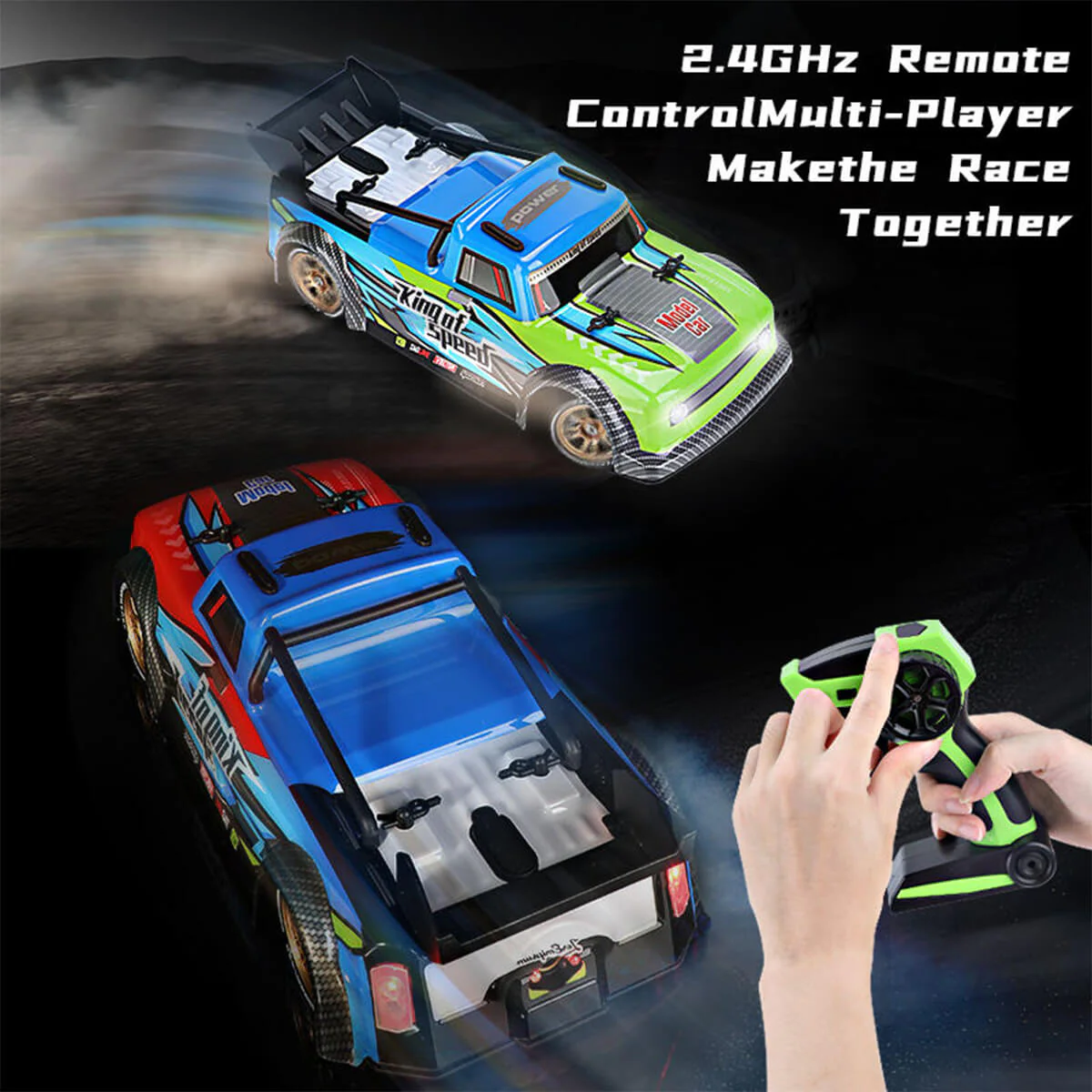 4WD Remote Control Drift Car 2.4G RC Fast Spray Truck with Led Lights for Kids - Image 6