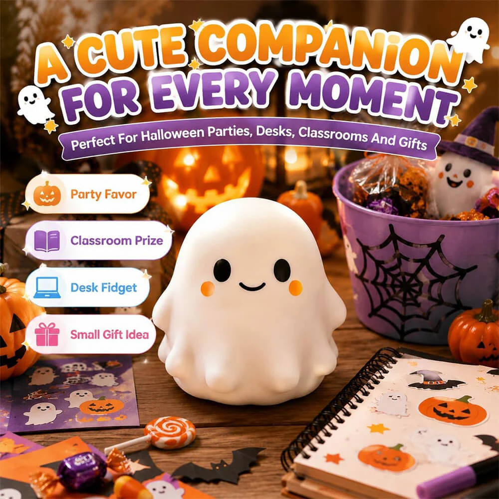 5.12'' Halloween Squishies Cute Ghost Squishy Toy Stress Relief Silicone Fidget Toy for Party Favors & Gifts - Image 7