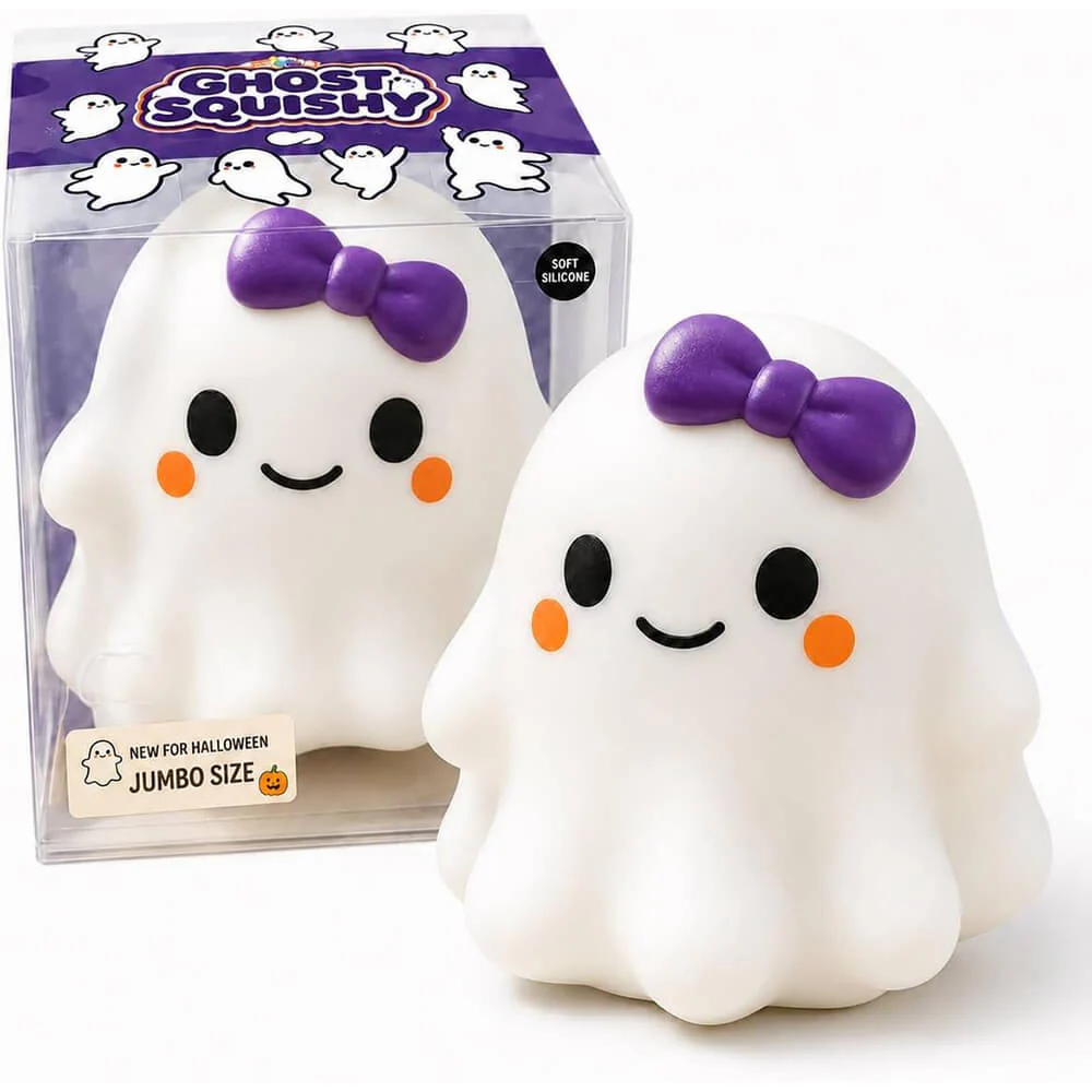 5.12'' Halloween Squishies Cute Ghost Squishy Toy Stress Relief Silicone Fidget Toy for Party Favors & Gifts - Image 9