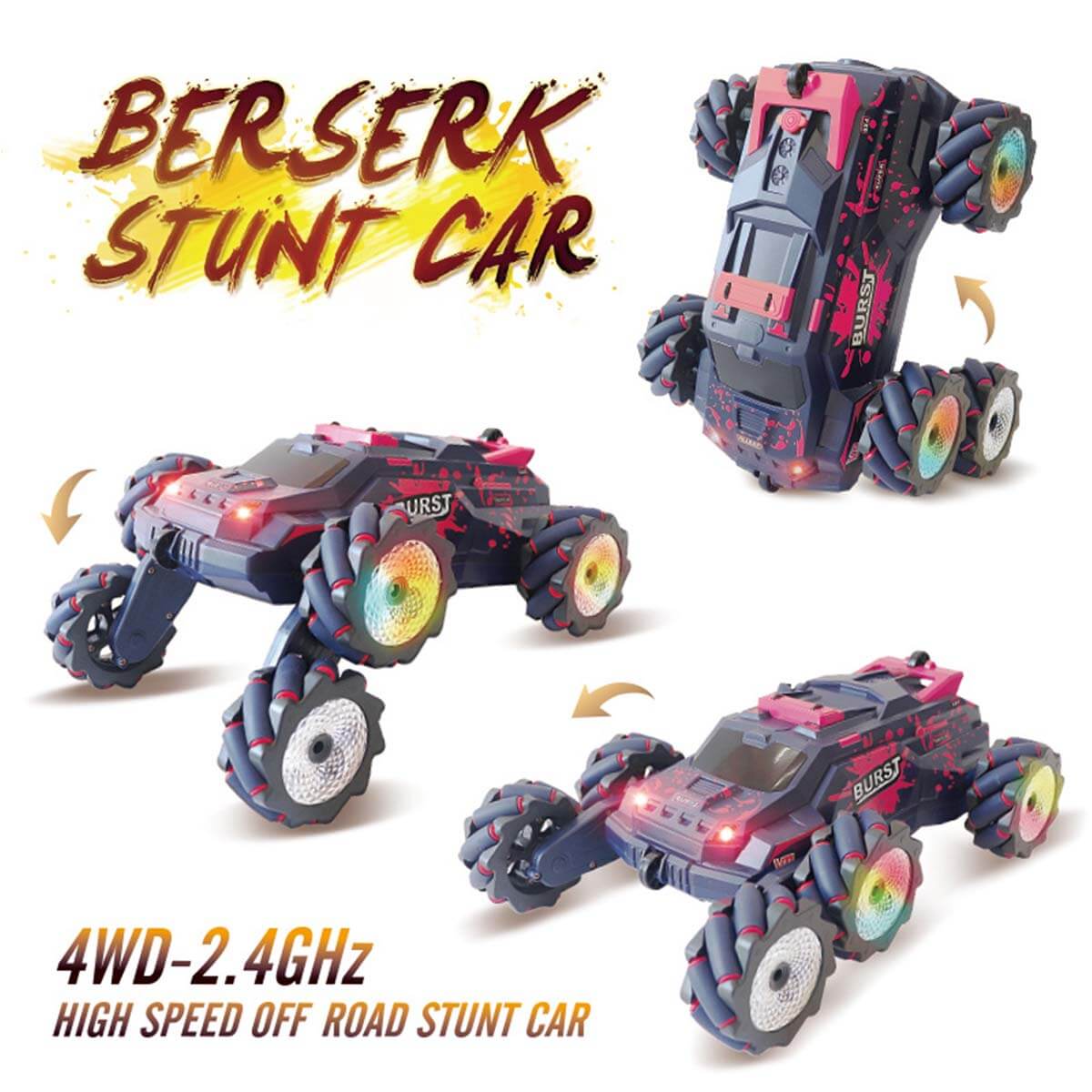 6 Wheels RC Car 2.4G Spray RC Stunt Car Swing Arm Drift Vehicle With Light - Image 2
