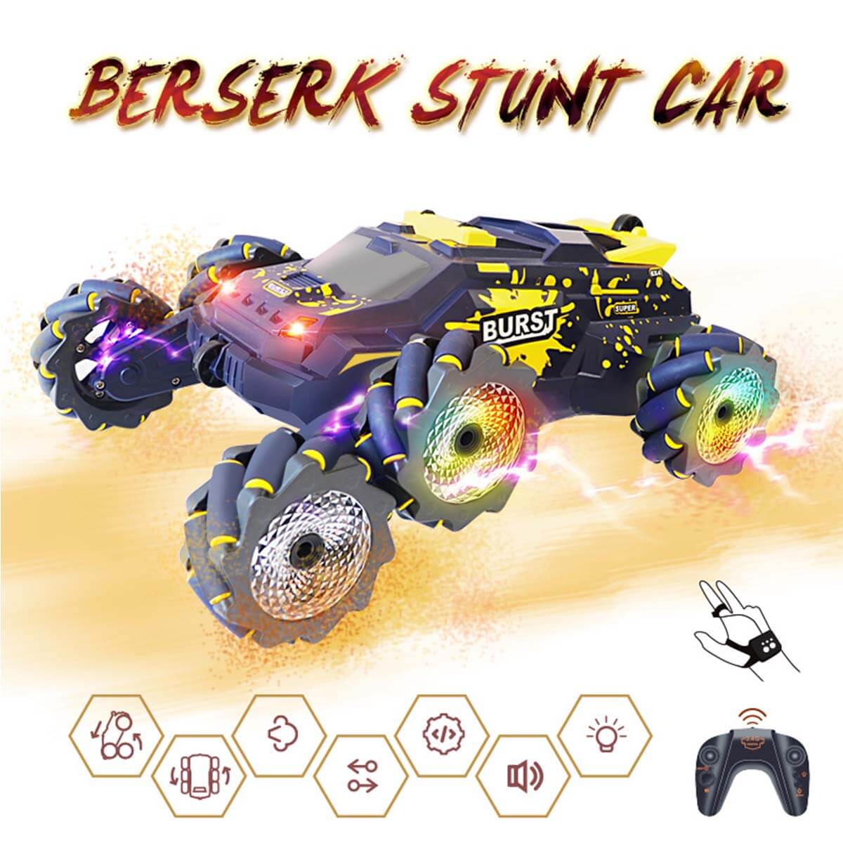 6 Wheels RC Car 2.4G Spray RC Stunt Car Swing Arm Drift Vehicle With Light - Image 6