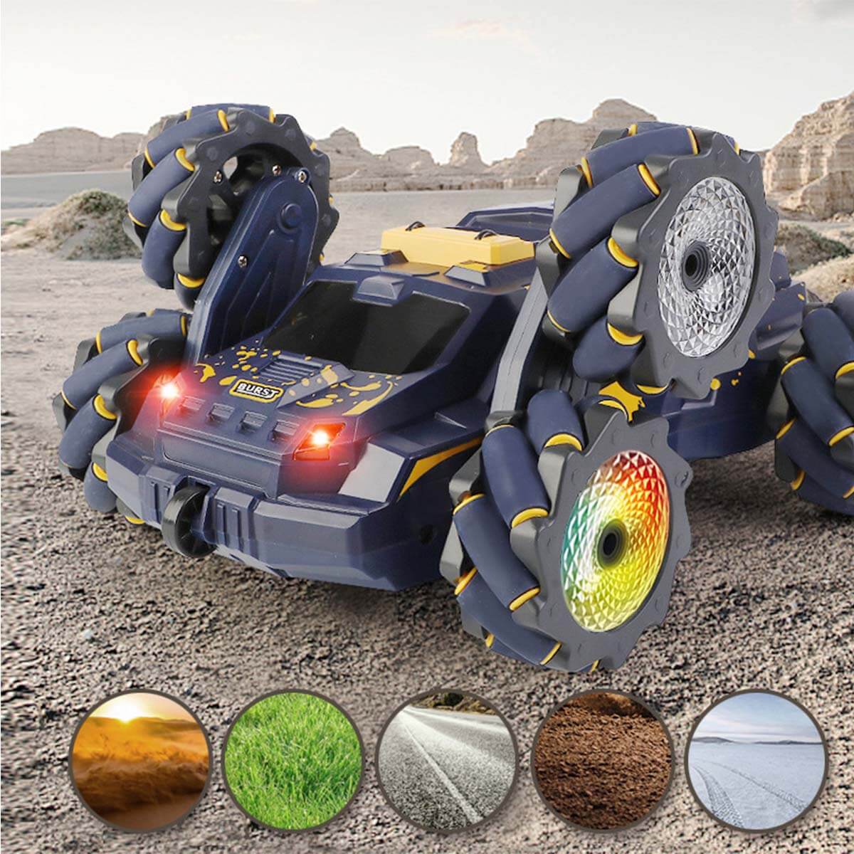 6 Wheels RC Car 2.4G Spray RC Stunt Car Swing Arm Drift Vehicle With Light - Image 7