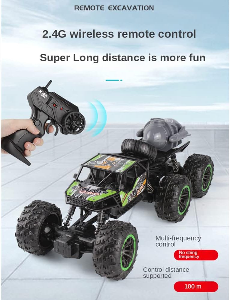 6 Wheels RC Car Alloy 2.4G Climbing Off-road Vehicle Spray Racing Car with Light - Image 8