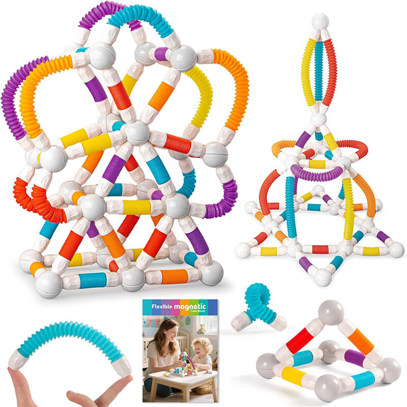 66pcs Magnetic Building Blocks Set DIY Educational Toy with Flexible Rods and Balls - Image 9