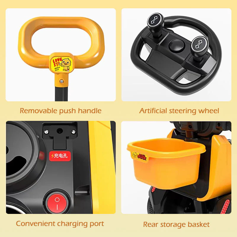 6V Electric Excavator Toddler Ride-On Toy Safe Belt Car Battery Powered with Parent Push Handle - Image 12