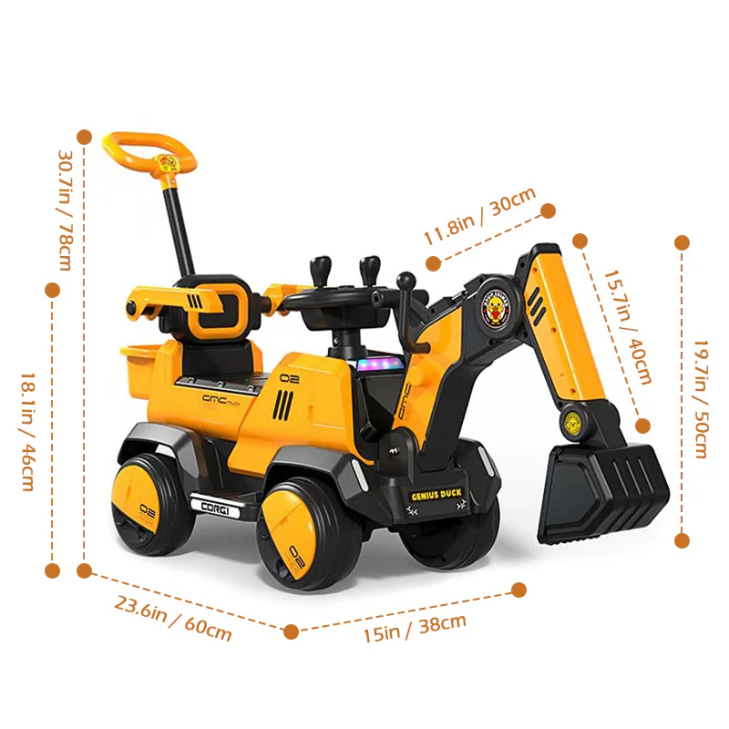 6V Electric Excavator Toddler Ride-On Toy Safe Belt Car Battery Powered with Parent Push Handle - Image 13