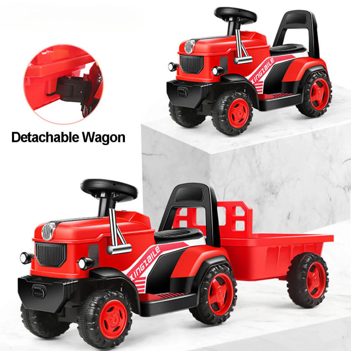 6V Electric Kids Ride On Tractor with Wagon Battery Powered Ride On Car For Boys & Girls - Image 4