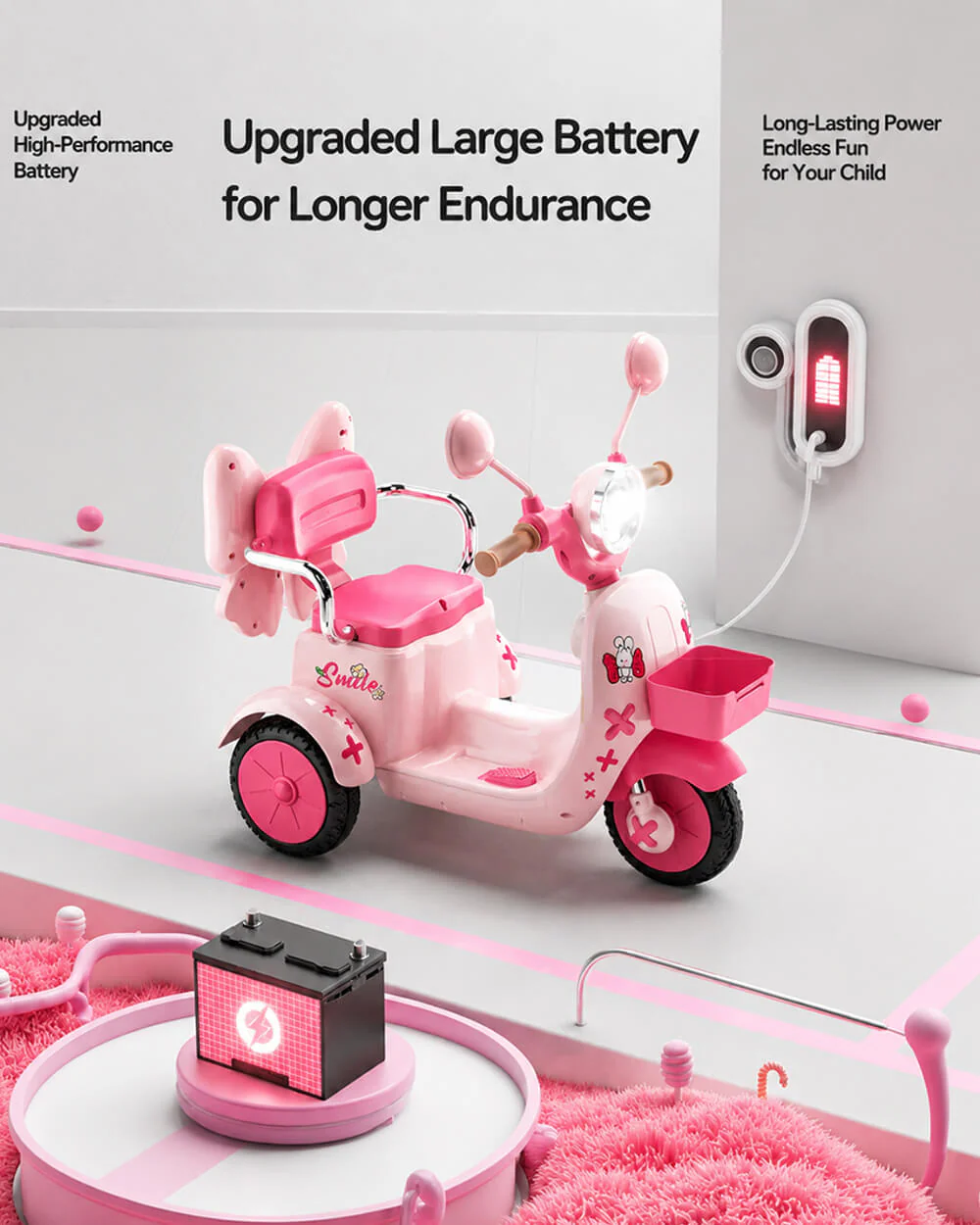 6V Electric Motorcycle 2WD Ride-On Car with Detachable Glowing Bow and LED Lights For Kids 2-8 Years - Image 9