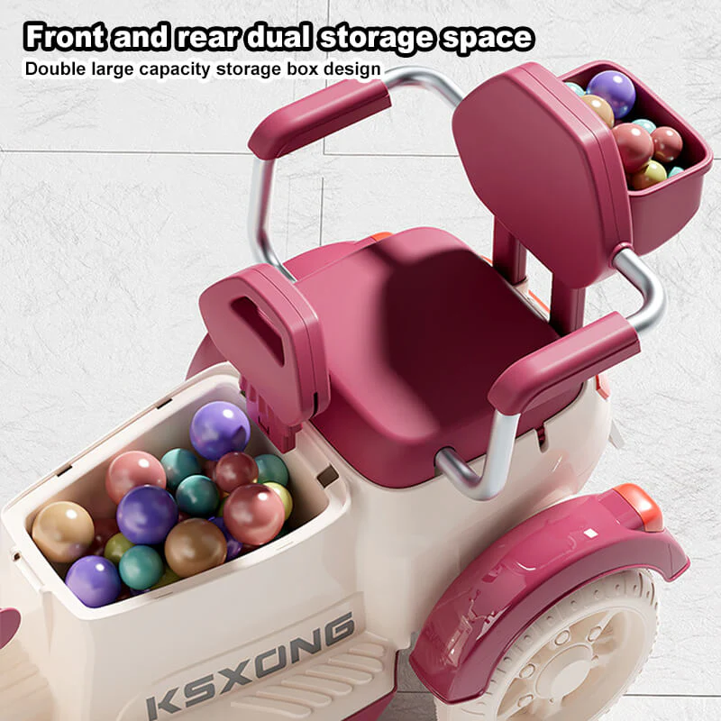 6V Electric Motorcycle Kids Ride on Car Dual Drive Bluetooth Motorcycle with Two Seats - Image 8