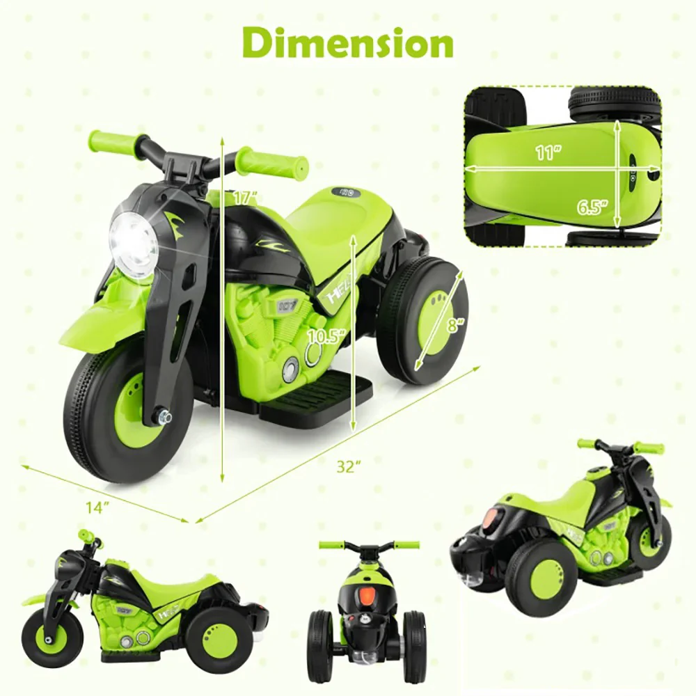 6V Electric Ride-On Bubble Motorcycle for Kids 3-Wheeled Electric Bike with Big Headlight & Music - Image 11