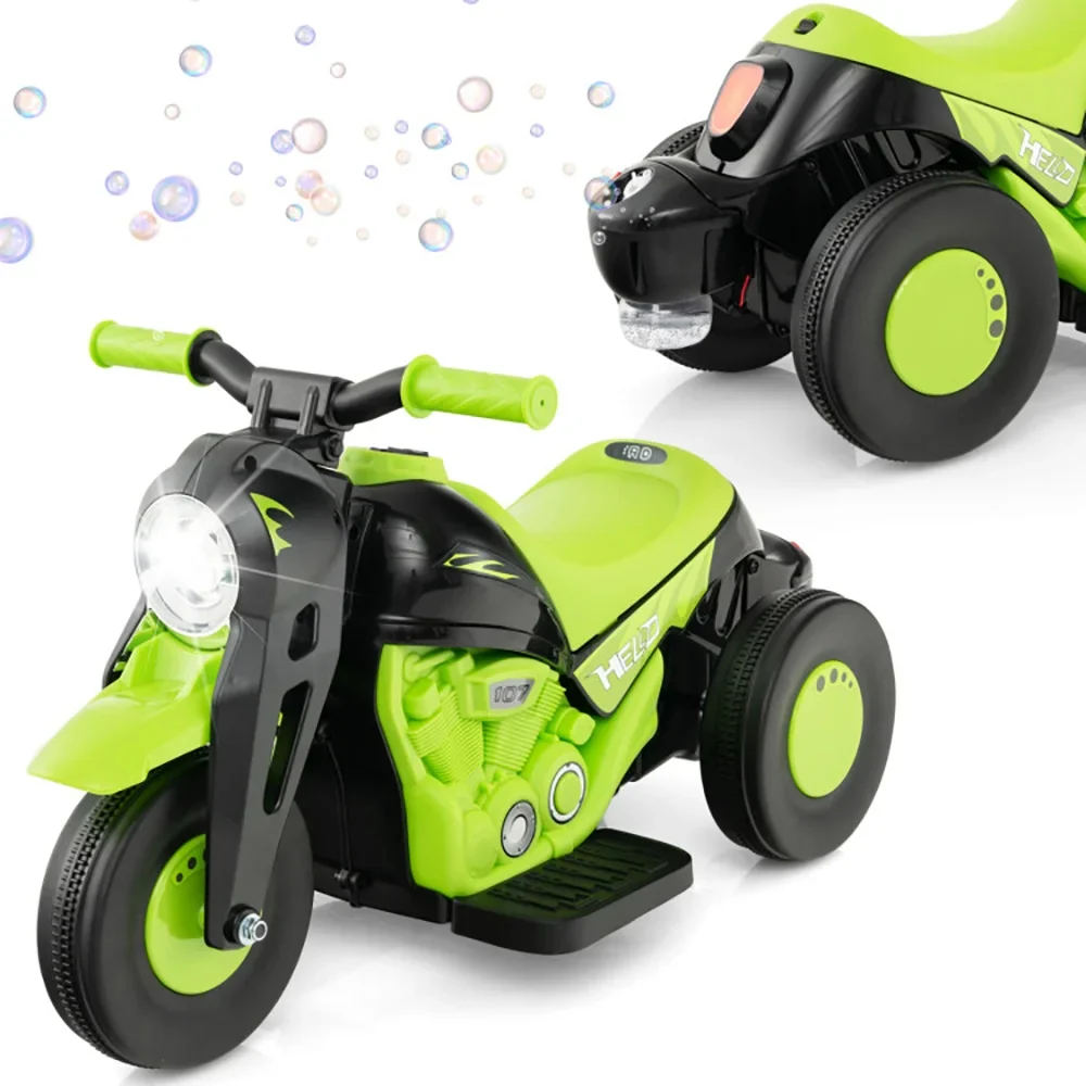 6V Electric Ride-On Bubble Motorcycle for Kids 3-Wheeled Electric Bike with Big Headlight & Music - Image 3