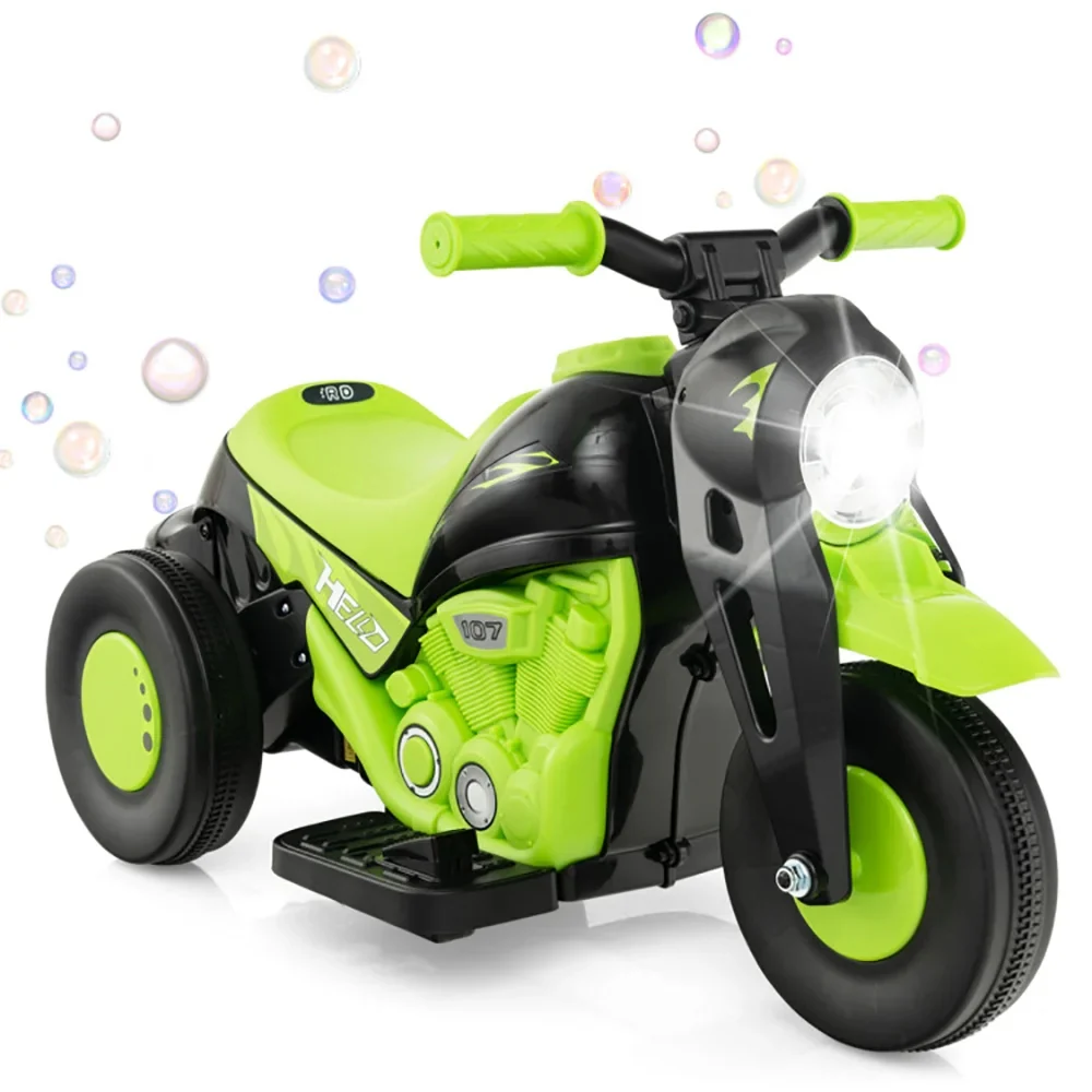 6V Electric Ride-On Bubble Motorcycle for Kids 3-Wheeled Electric Bike with Big Headlight & Music - Image 4