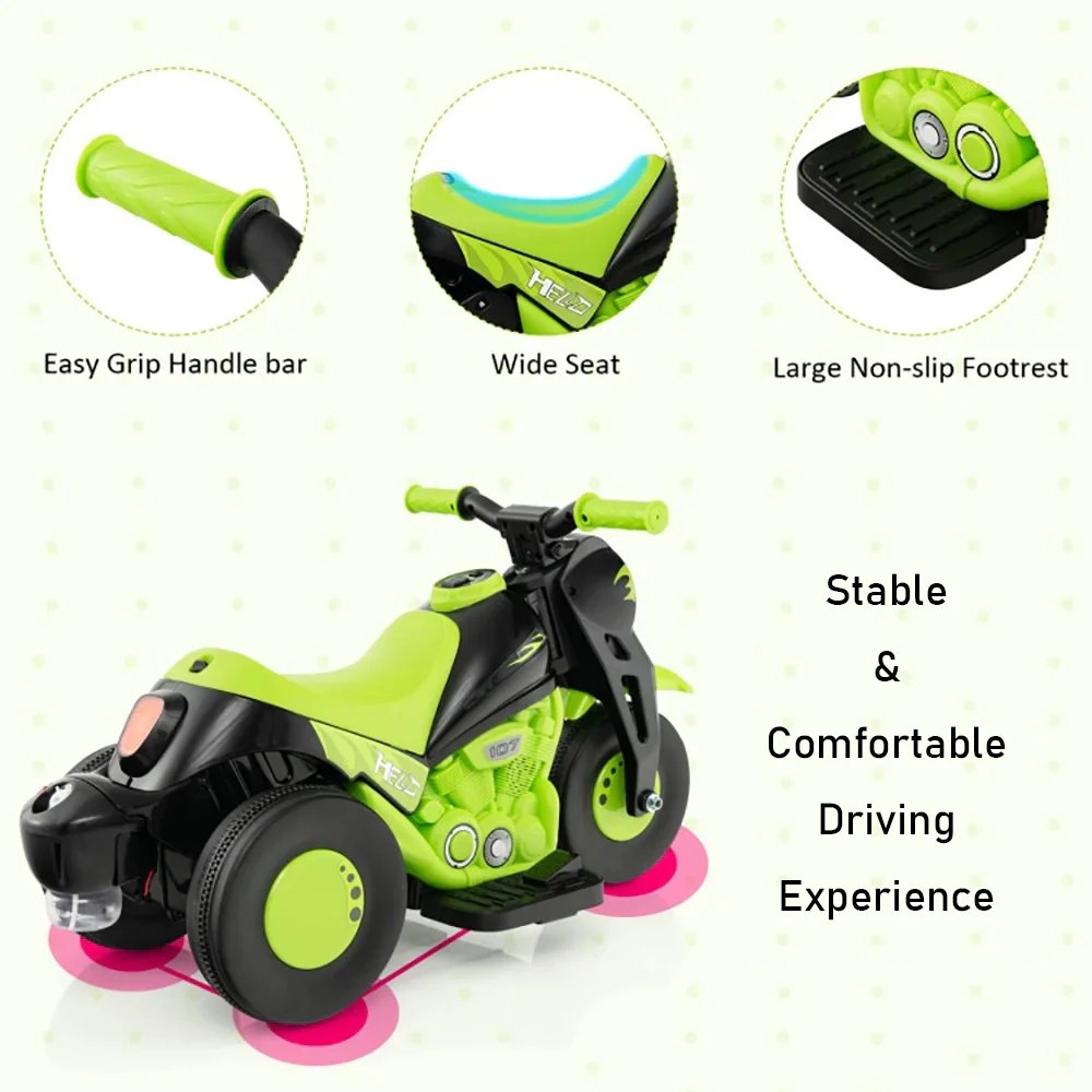 6V Electric Ride-On Bubble Motorcycle for Kids 3-Wheeled Electric Bike with Big Headlight & Music - Image 9