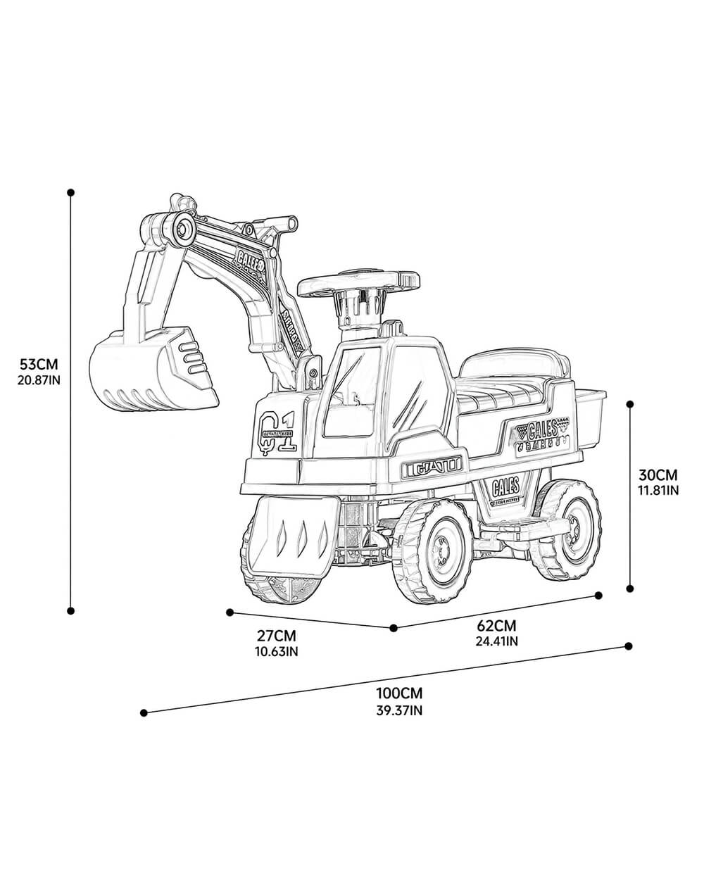 6V Kids Electric Excavator Battery Powered Ride On Excavator with Movable Digging Arm and Wide Seat - Image 11
