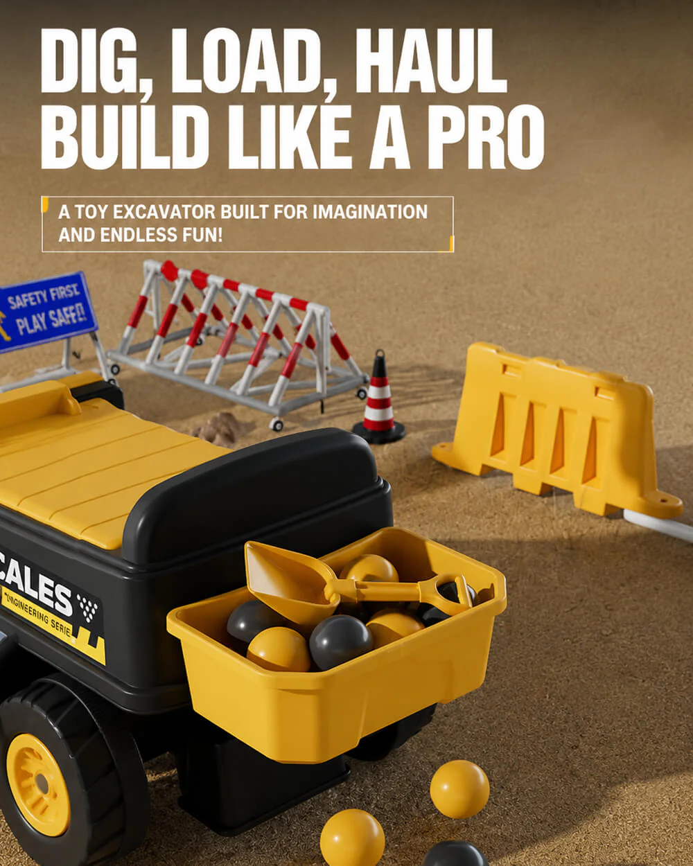 6V Kids Electric Excavator Battery Powered Ride On Excavator with Movable Digging Arm and Wide Seat - Image 7