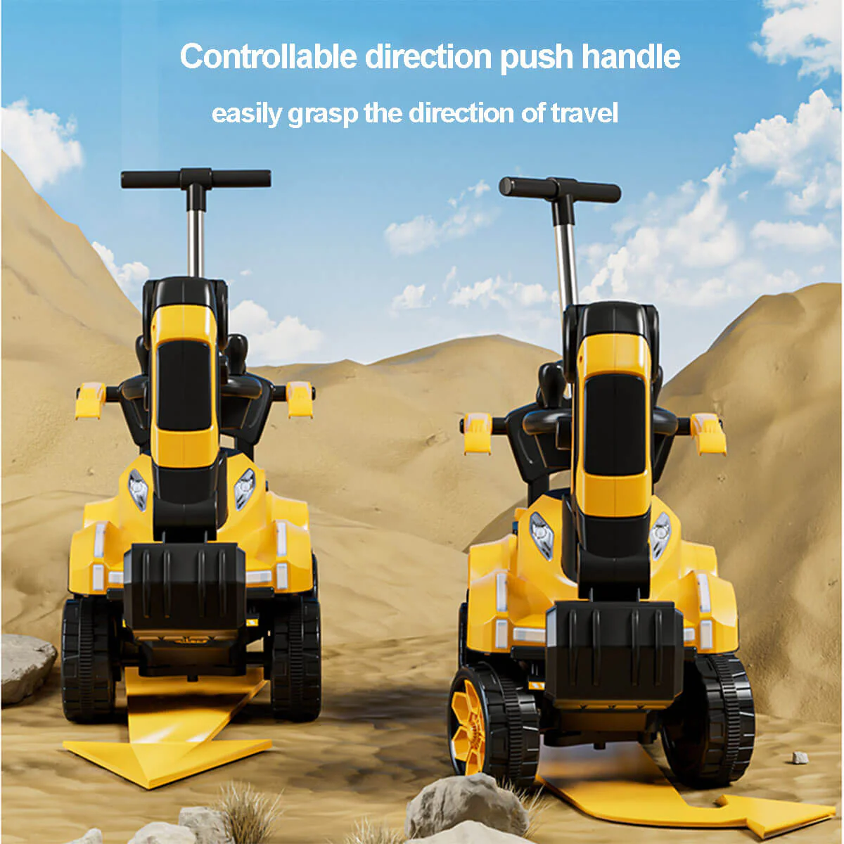 6V Kids Electric Excavator Ride-On Car Toys With Removable Push Handle & Light Music For Girls & Boys - Image 6