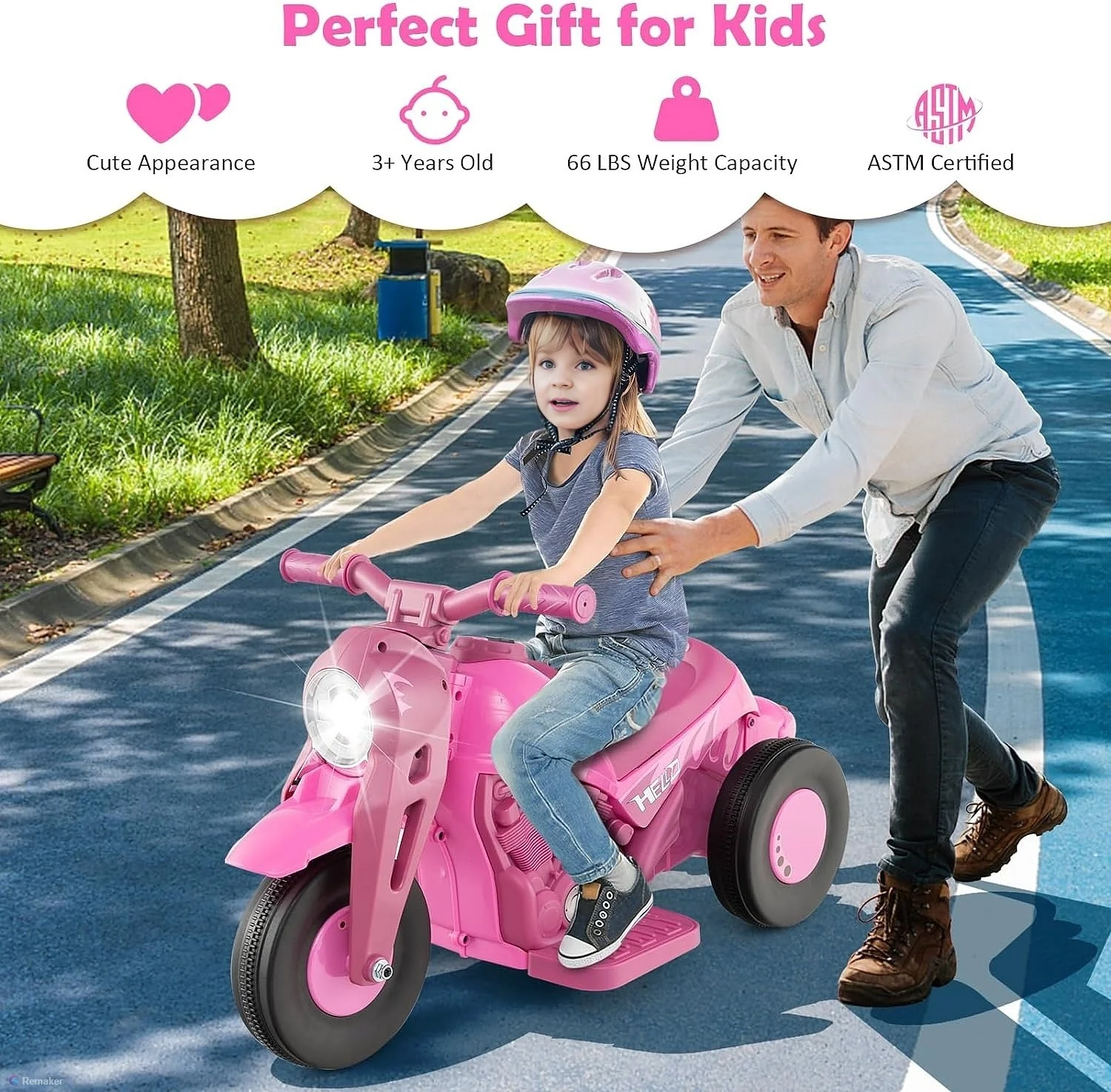 6V Kids Electric Motorcycle 3 Wheels Bubble Car Battery Power Ride On Car With Light Music - Image 4