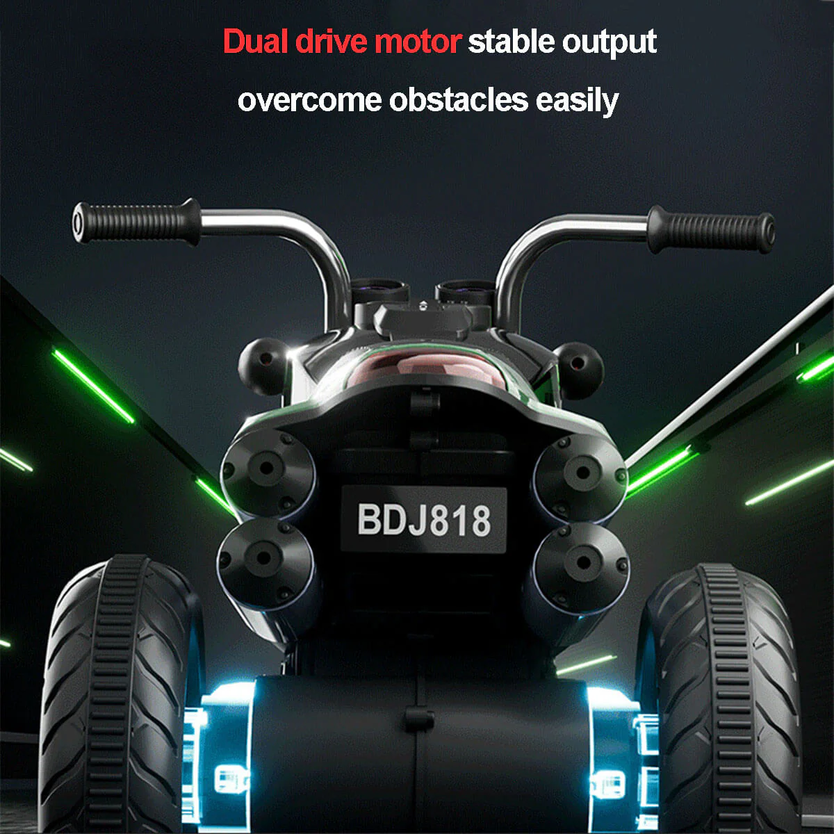 6V Kids Electric Motorcycle Dual Drive 3 Wheels Car Battery Powered Ride On Toys w/LED Headlights & Music - Image 4