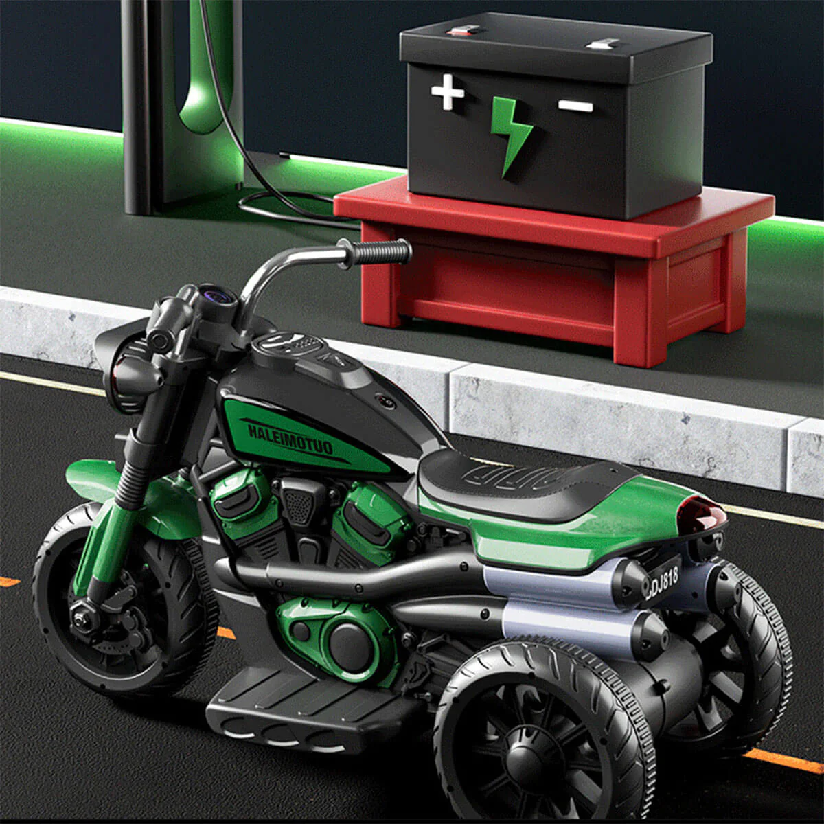 6V Kids Electric Motorcycle Dual Drive 3 Wheels Car Battery Powered Ride On Toys w/LED Headlights & Music - Image 6