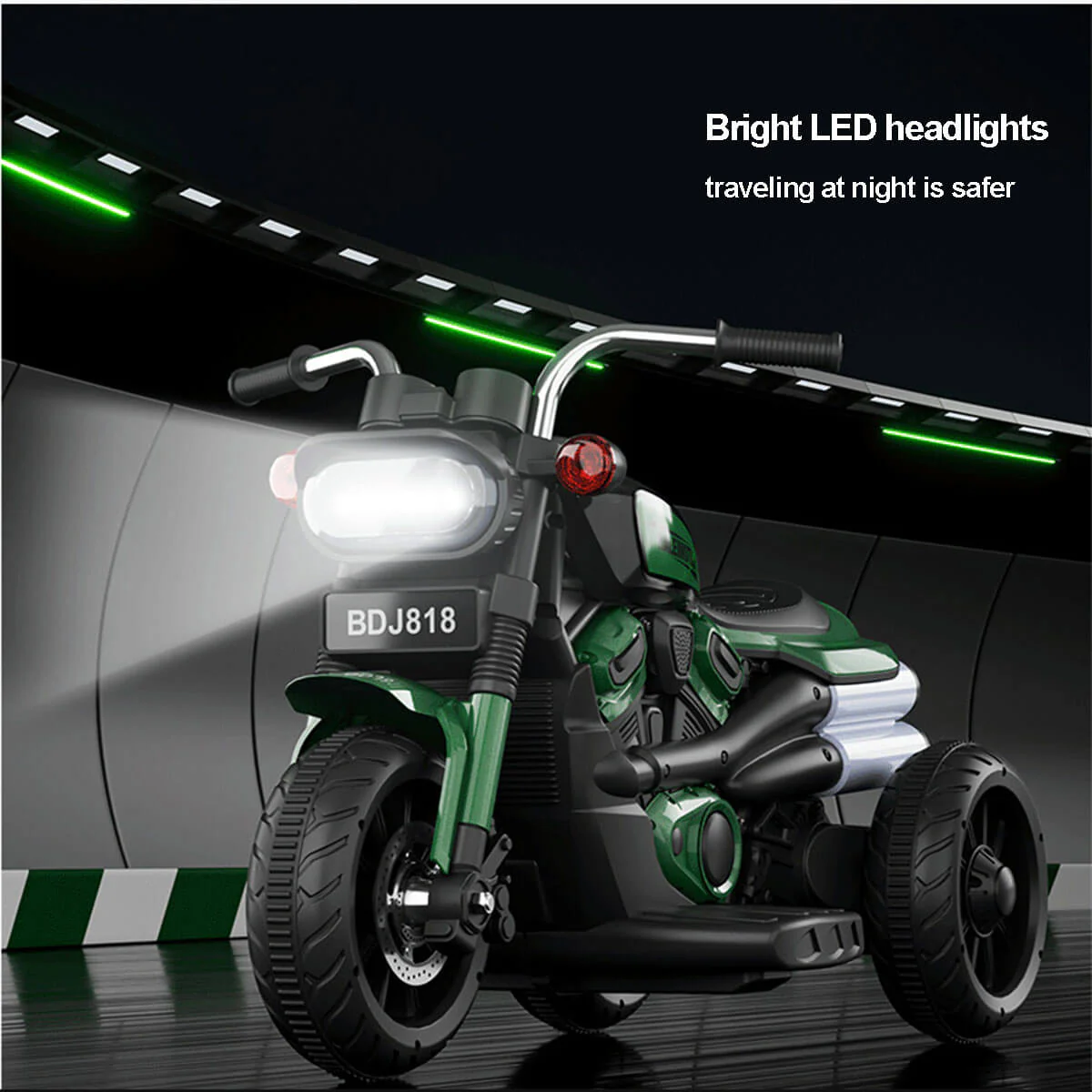 6V Kids Electric Motorcycle Dual Drive 3 Wheels Car Battery Powered Ride On Toys w/LED Headlights & Music - Image 8