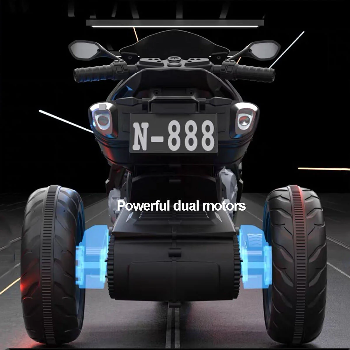 6V Kids Electric Motorcycle Dual Drive 3 Wheels Car Large Battery Powered With Bluetooth For Boys & Girls - Image 7