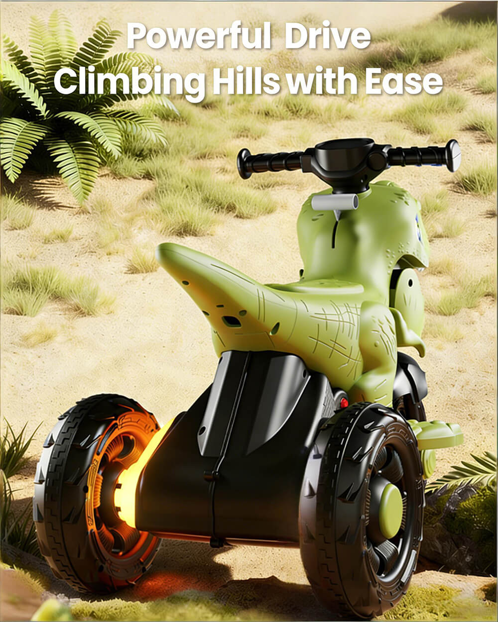6V Kids Dinosaur Motorcycle Spray Ride on Motorcycle 3-Wheel Stable Car with Bluetooth Music - Image 5