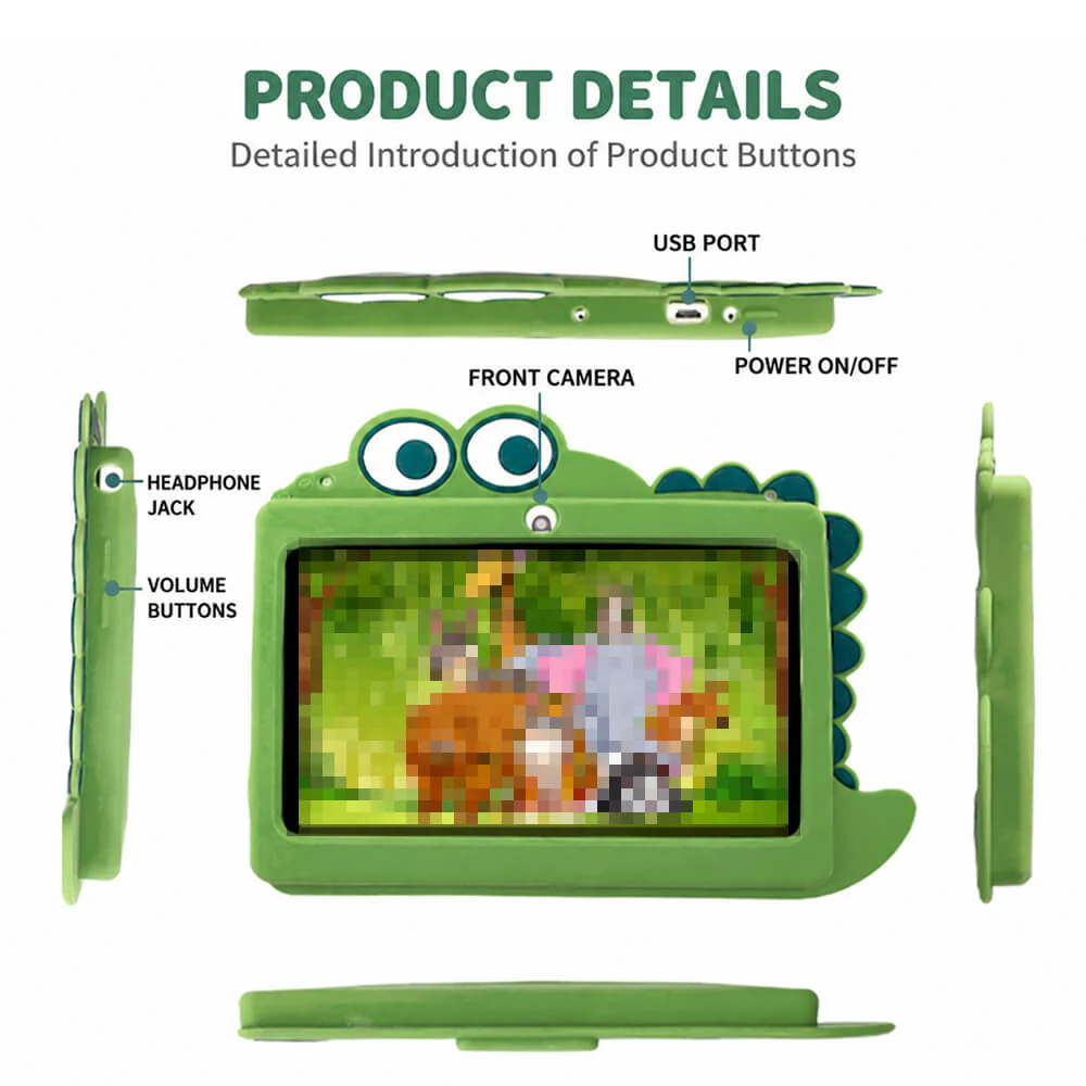 7'' Kids Tablet with Cute Silicone Case Eye Protection IPS Screen Tablet Educational Learning Toys for Kids 3+ - Image 4