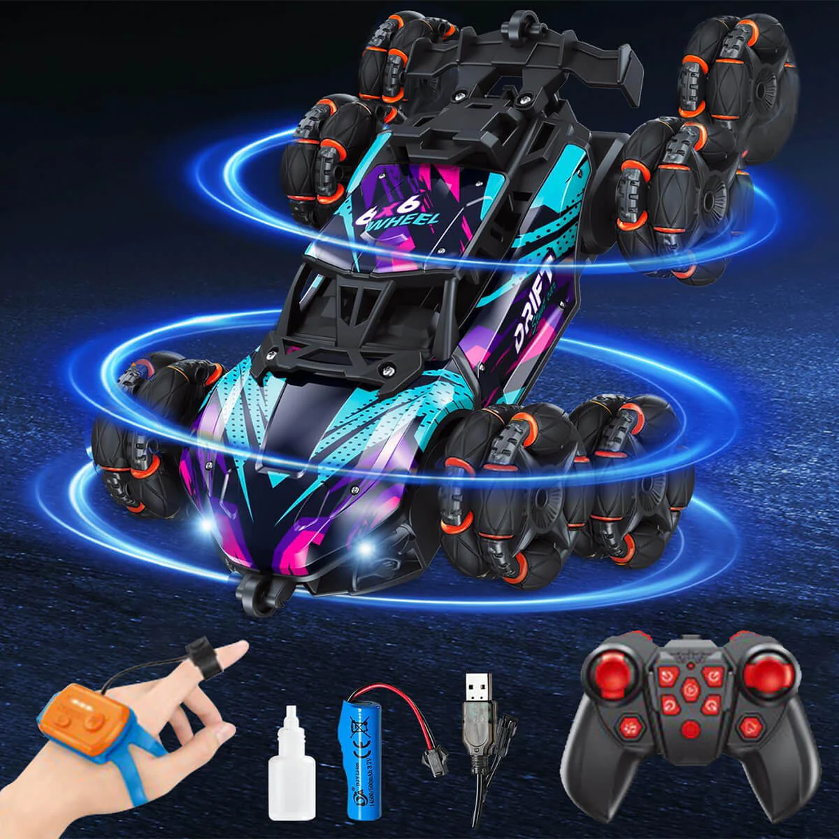 8WD Remote Control Car 2.4G Drift Stunt RC Car Double-Sided Climbing Car With Spray & Light - Image 2