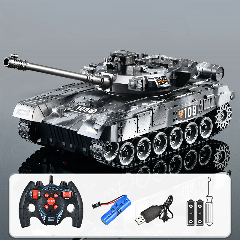 9CH Remote Control Tank 2.4G Tracked Tank 360° Rotating Turret with Light Sound Effects - Image 3