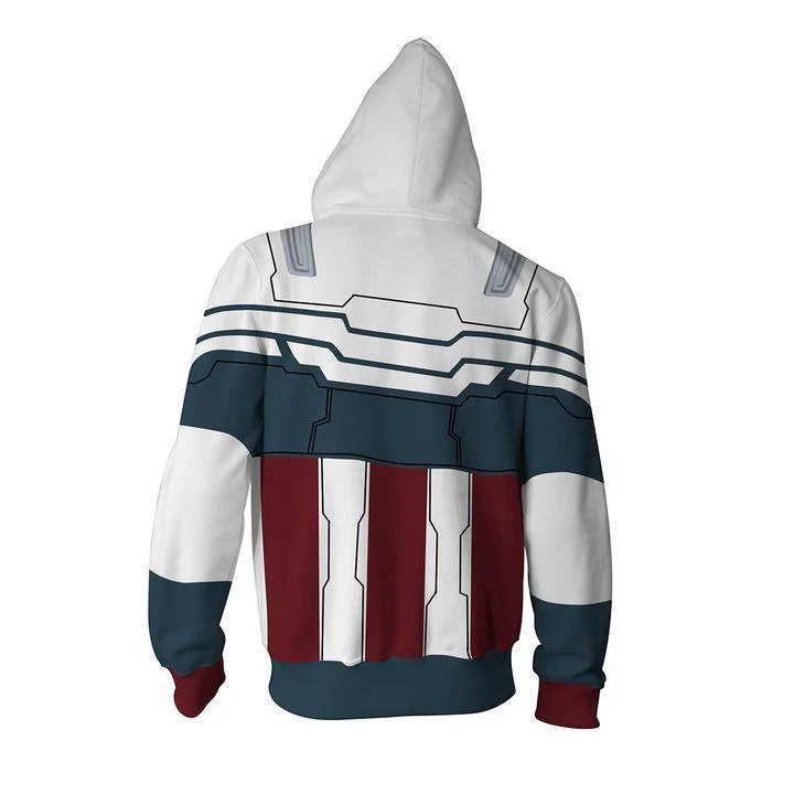 Adult Avengers Captain Hoodie Zip-up Sweatshirt Mens Hooded Pullover Superhero Costume - Image 2