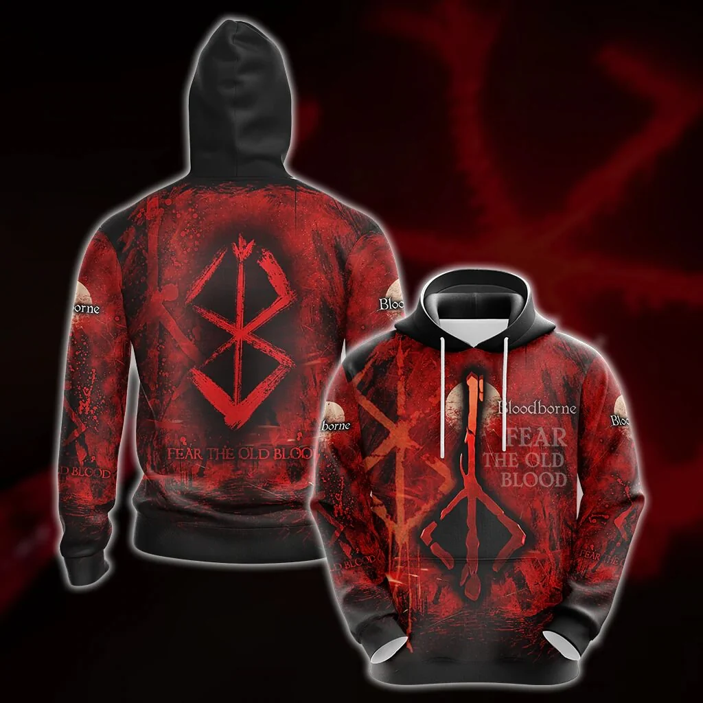 Adult Bloodborne Red City Background Pullover Hoodie Sweatshirt and T-shirt for Men's - Image 2
