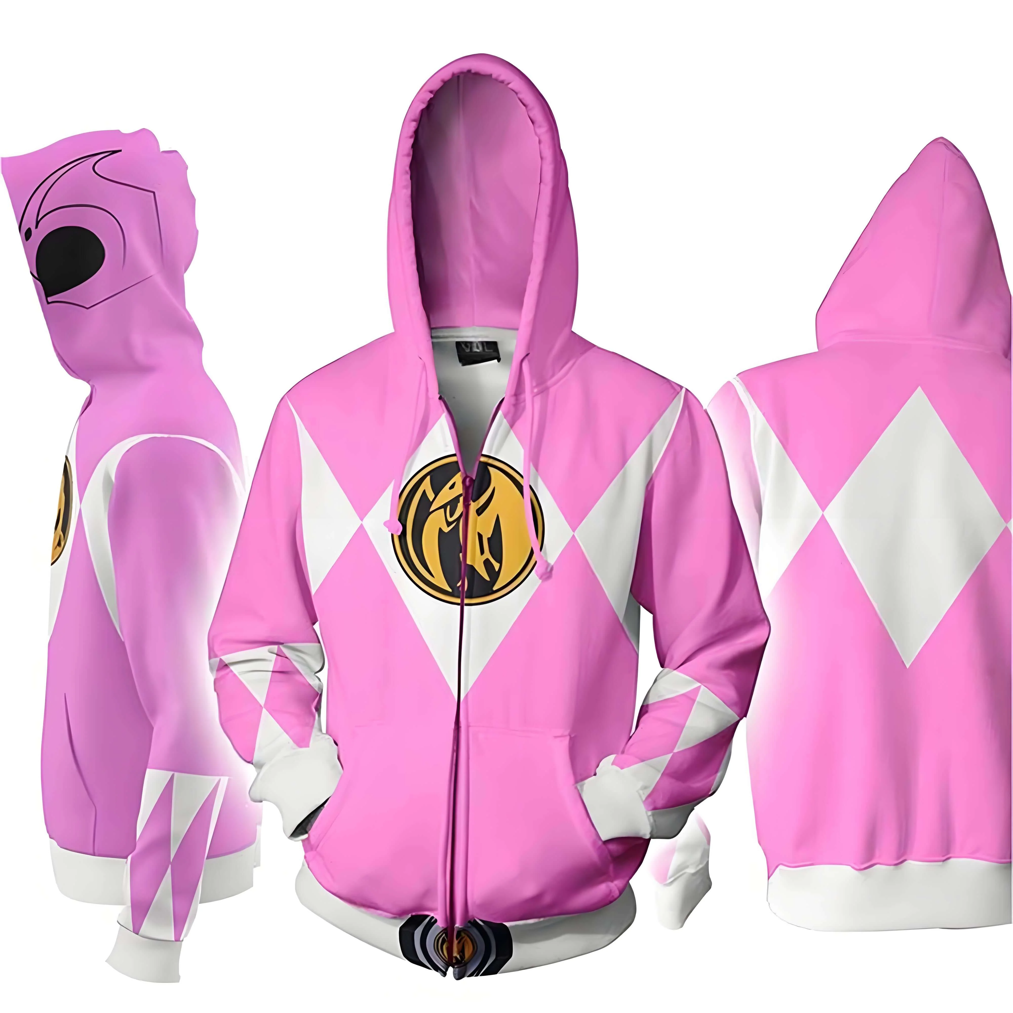 Adult Dino Ranger Costume Zip Up Hooded Sweatshirt Red Ranger Casual Hoodie for Daily Wear - Image 4