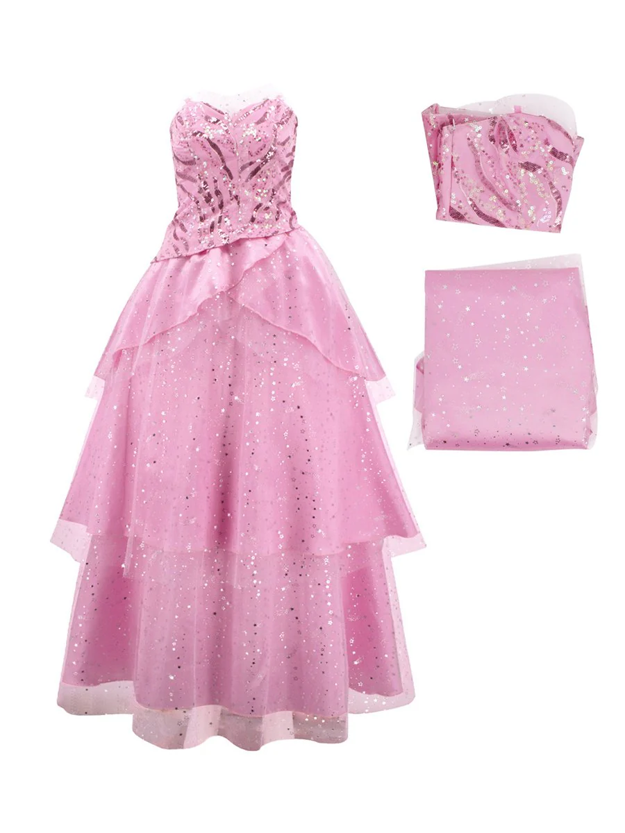 Adult Glinda Outfit The Good Witch Costume Pink Witch Fancy Dress for Party Event Musical - Image 8