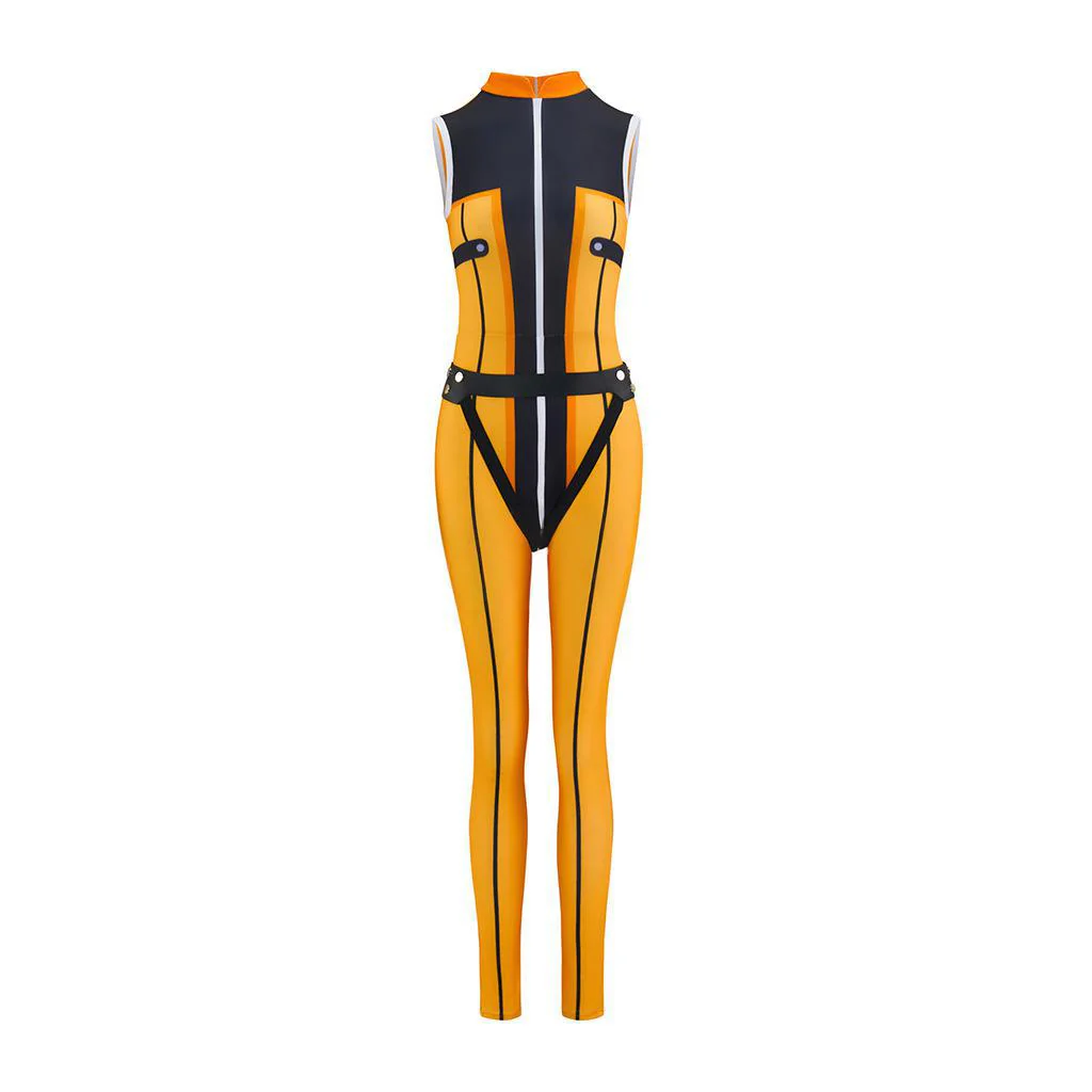 Adult Go! Go! Loser Ranger Costume Yellow Keeper Jumpsuit with Leg Harness Strap Suit - Image 3