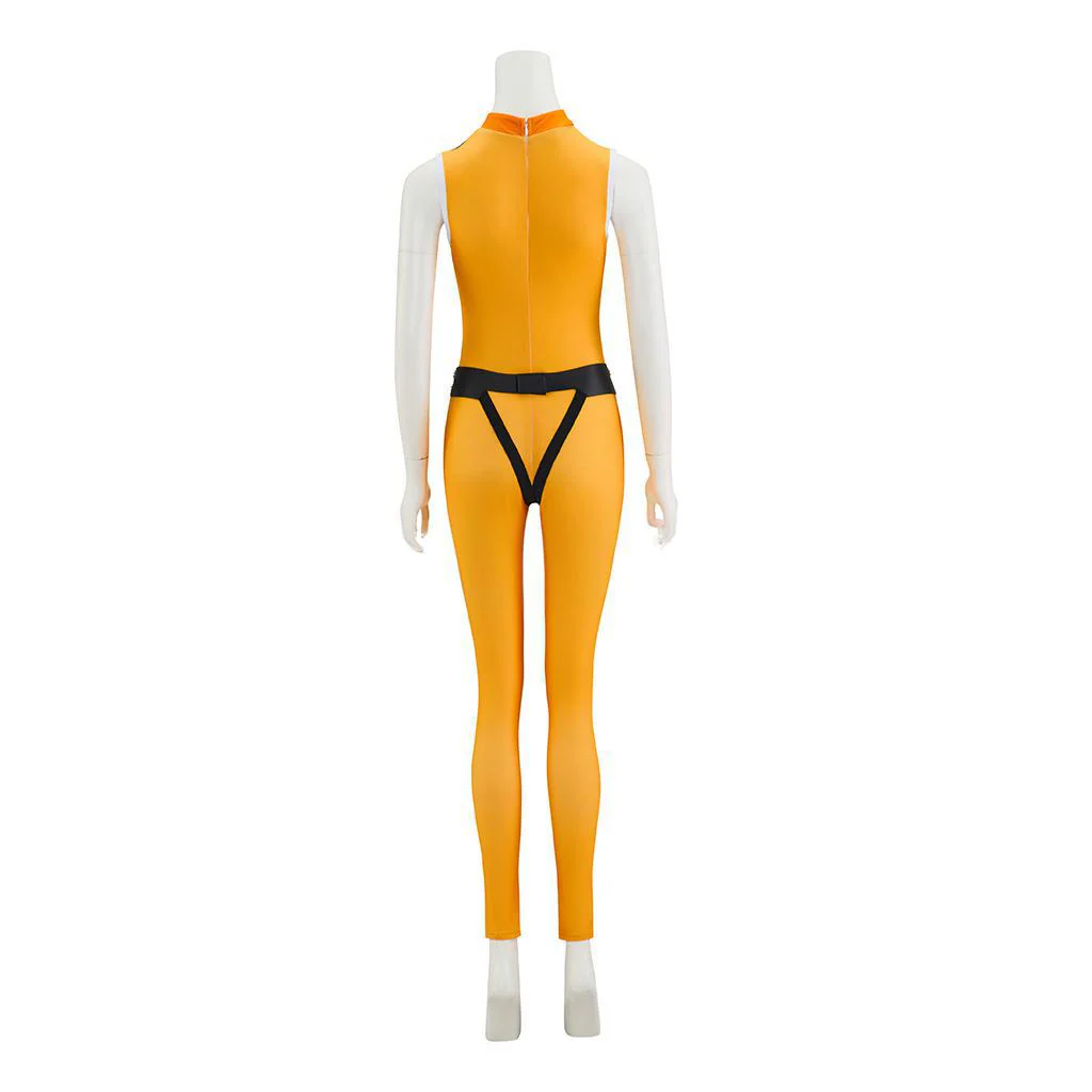 Adult Go! Go! Loser Ranger Costume Yellow Keeper Jumpsuit with Leg Harness Strap Suit - Image 4