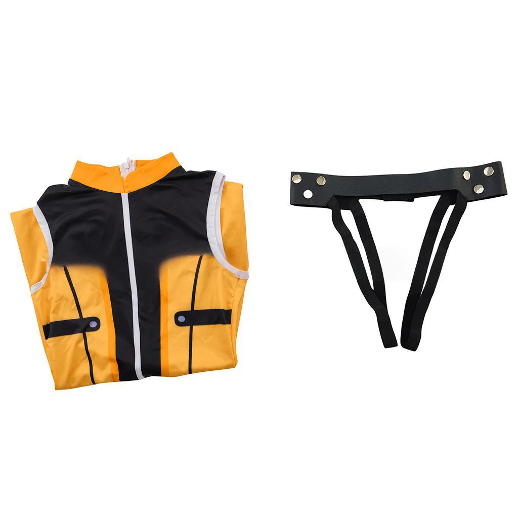 Adult Go! Go! Loser Ranger Costume Yellow Keeper Jumpsuit with Leg Harness Strap Suit - Image 7