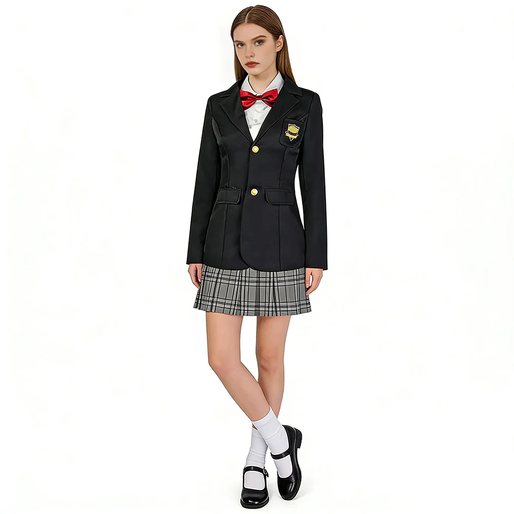 Adult Gogo Yubari Costume Black Bloody Affair Killer Uniform Tops Shirt and Skirt Set for Cosplay
