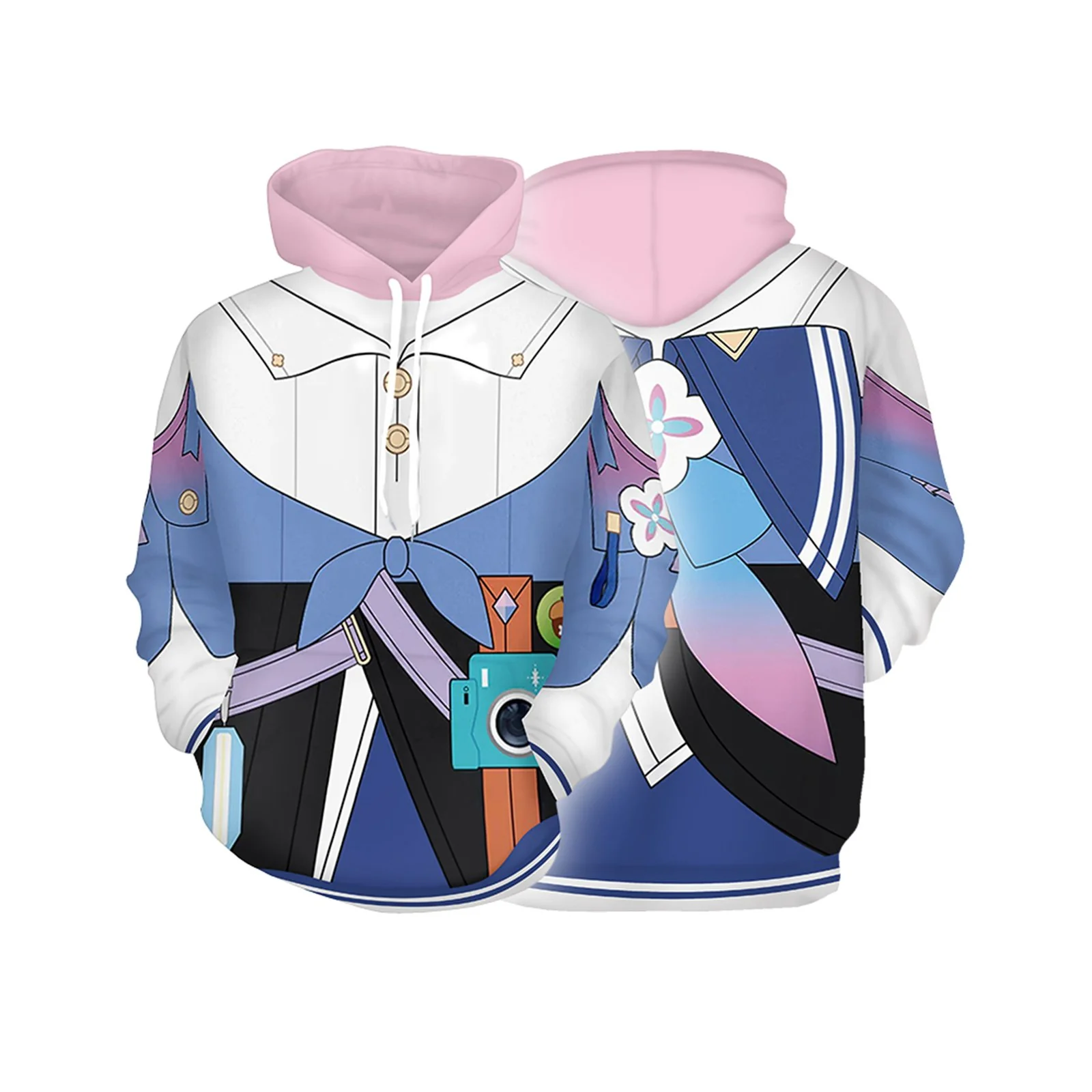 Adult Honkai: Star Rail Costume March 7th Zip Up Jacket Hoodie Dress T-shirt and Cape for Cosplay - Image 3