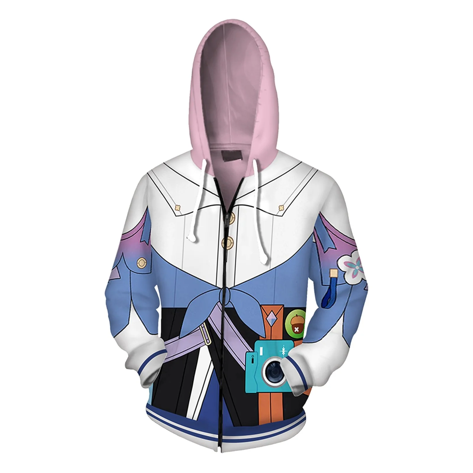 Adult Honkai: Star Rail Costume March 7th Zip Up Jacket Hoodie Dress T-shirt and Cape for Cosplay - Image 4
