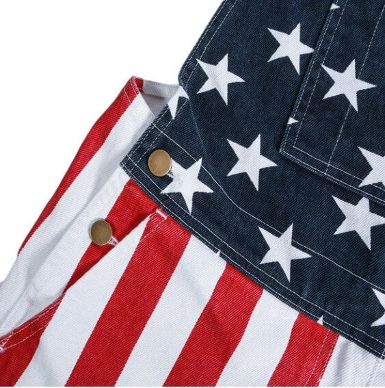 Adult 4th of July Clothes Couples Independence Day Denim Overalls US Flag Outfit - Image 6