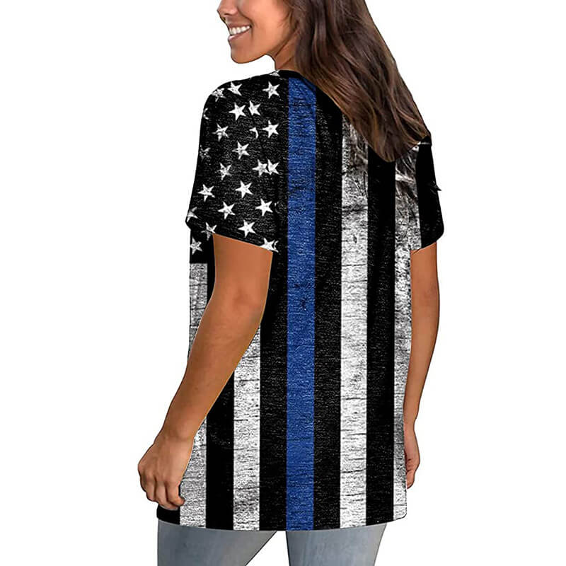 Women American Flag Shirt Classic 4th of July Tee Ladies Independent Day Outfits for Parade - Image 6