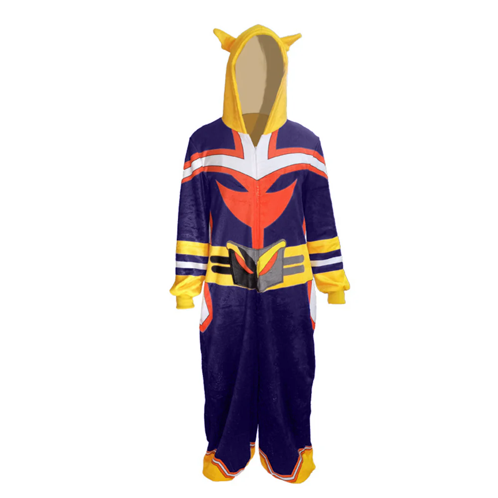 Adult Might Pajamas Blue Soft Fleece Jumpsuit Cozy Anime Loungewear Cosplay Costume - Image 4