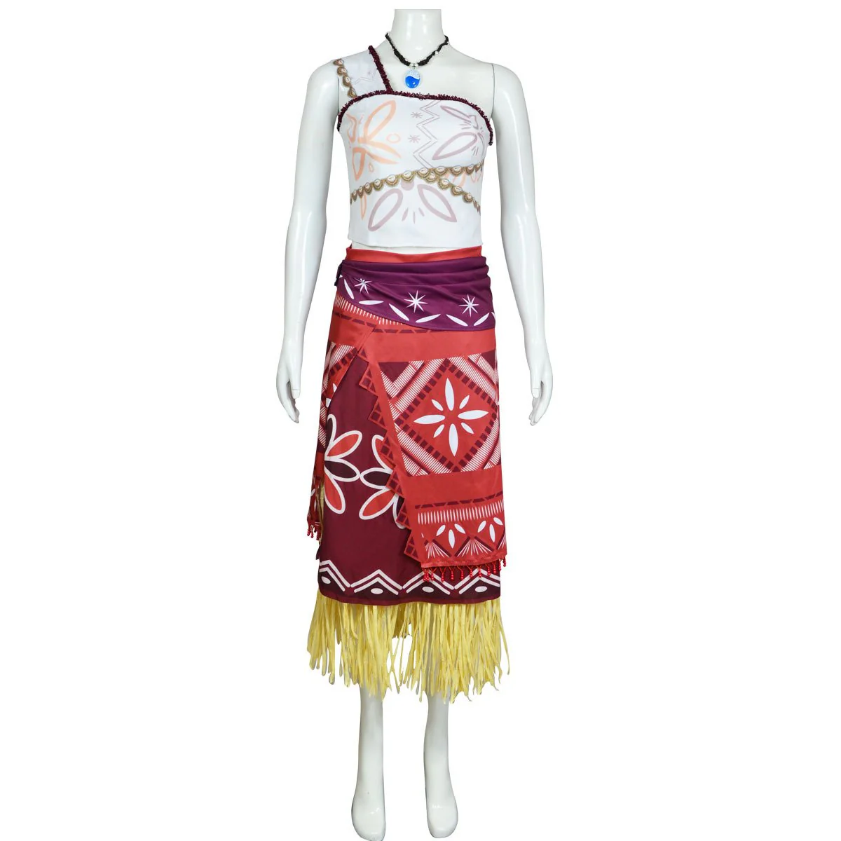 Adult Moana Outfit One Shoulder Tops Skirt and Necklace Full Set for Cosplay - Image 3